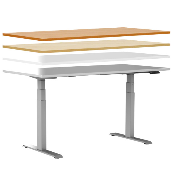 Elektrisch höhenverstellbarer Schreibtisch TOPFIT Premium, Gestell Silber