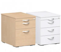 Rollcontainer mit Schublade aus Kunststoff, HxBxT 566 x 430 x 600 mm 1 Utensilienschub, 3 Schubfächer / Weiß