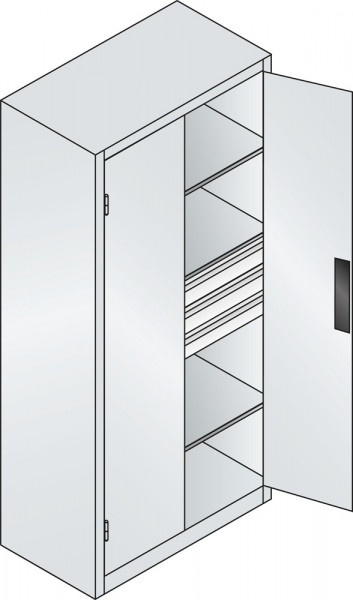 C+P Werkzeugschrank für schwere Lasten mit Schubladenblock, HxBxT 1950 x 930 x 500 mm, Korpus Lichtg