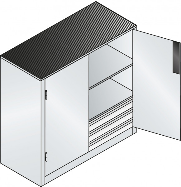 C+P Beistell-Werkzeugschrank für schwere Lasten mit Schubladenblock, HxT 1000 x 500 mm, Korpus Licht