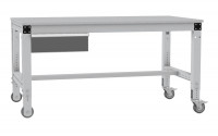 Komplett-Arbeitstisch MULTIPLAN mobil mit Einzelschubfach und Melamin-Tischplatte 1500 x 800 / Anthrazit RAL 7016