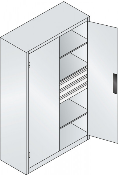 C+P Werkzeugschrank für schwere Lasten mit Schubladenblock, HxBxT 1950 x 1200 x 500 mm, Korpus Licht