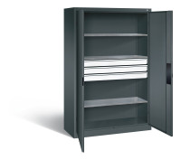 C+P Werkzeugschrank für schwere Lasten mit Schubladenblock, HxBxT 1950 x 1200 x 500 mm, Korpus Anthr 4 / Anthrazit RAL 7016